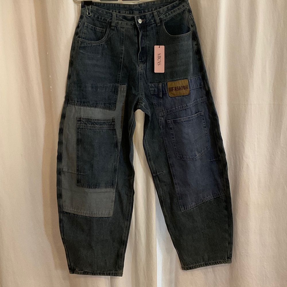 Trendy Streetwear- inspired Women's Relaxed Patchwork Barrel legs